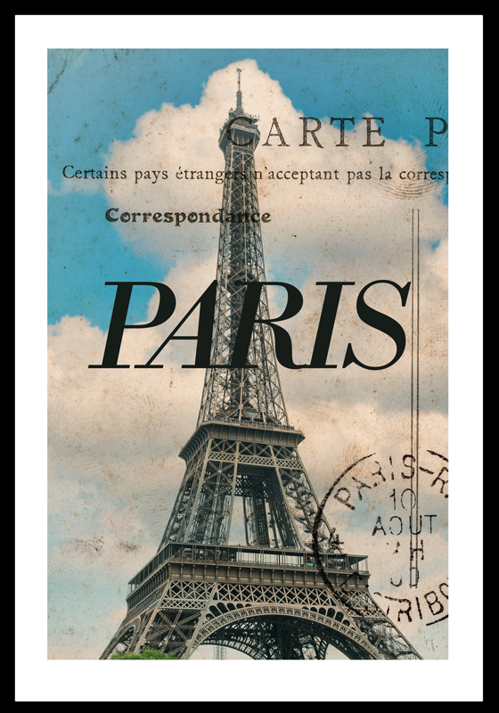 Paris postcard living room poster - TenStickers