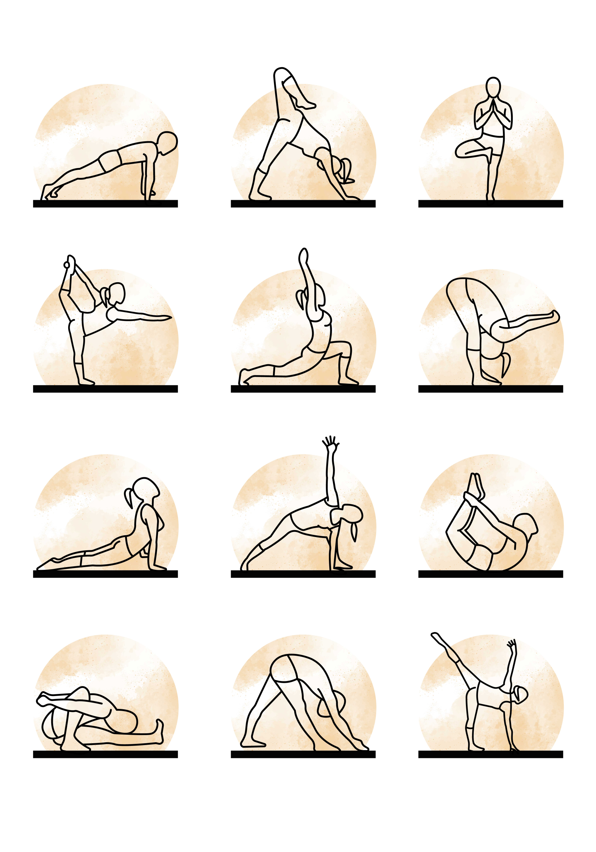 Asanas yoga poses  poster for wall - TenStickers