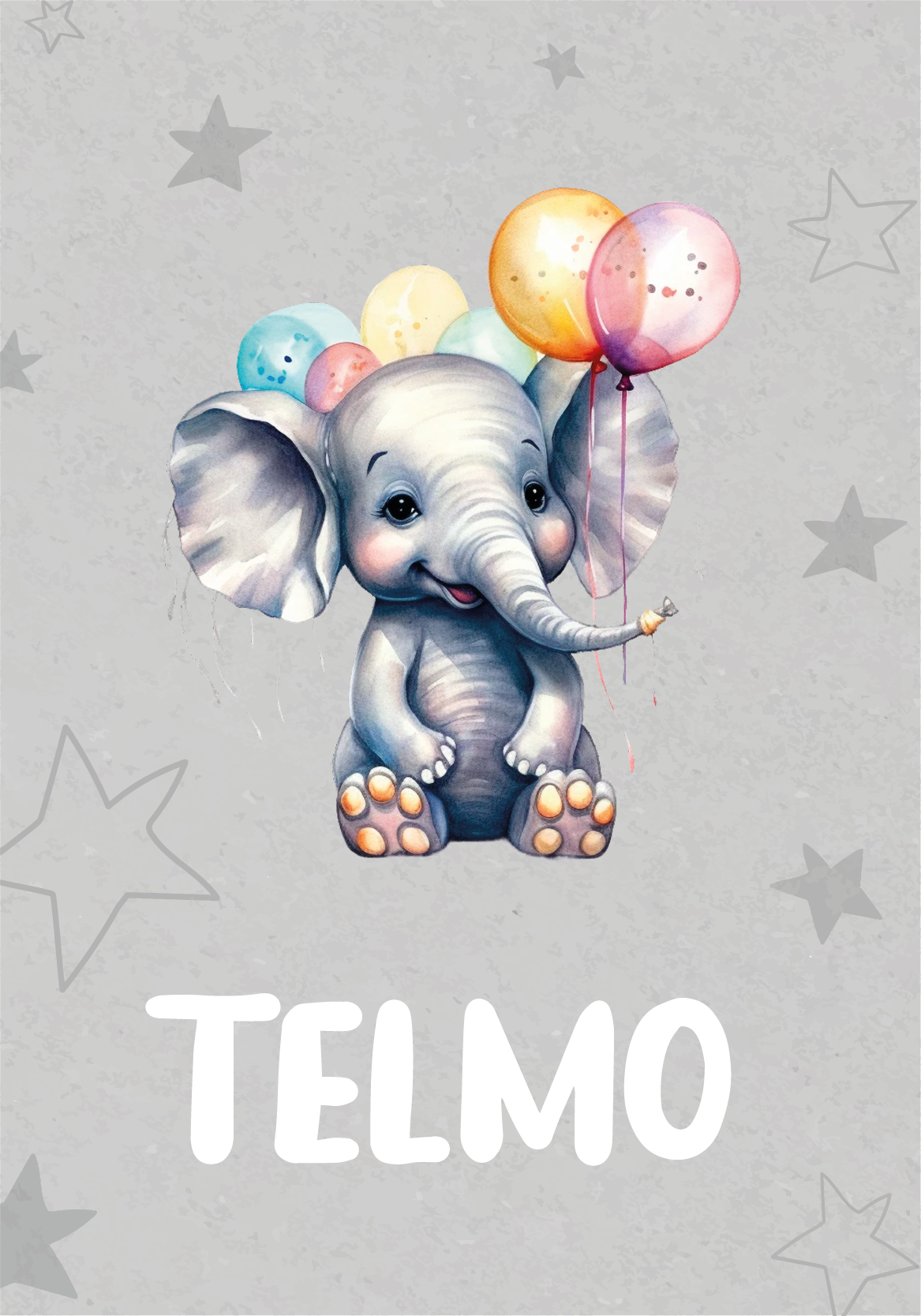 baby elephant with balloons animal poster - TenStickers