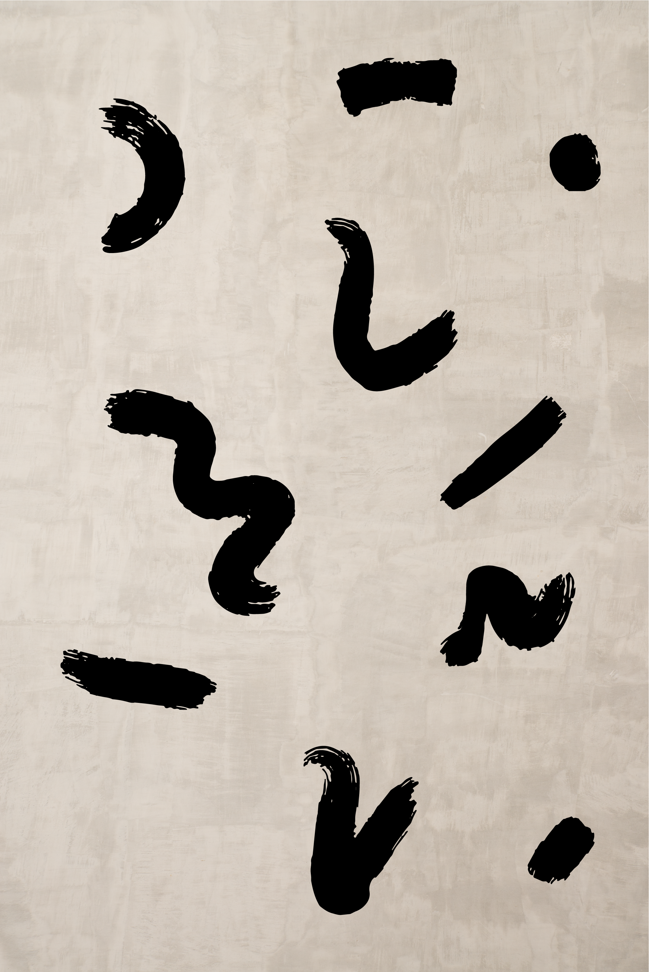 brush shapes in black scandinavian poster - TenStickers