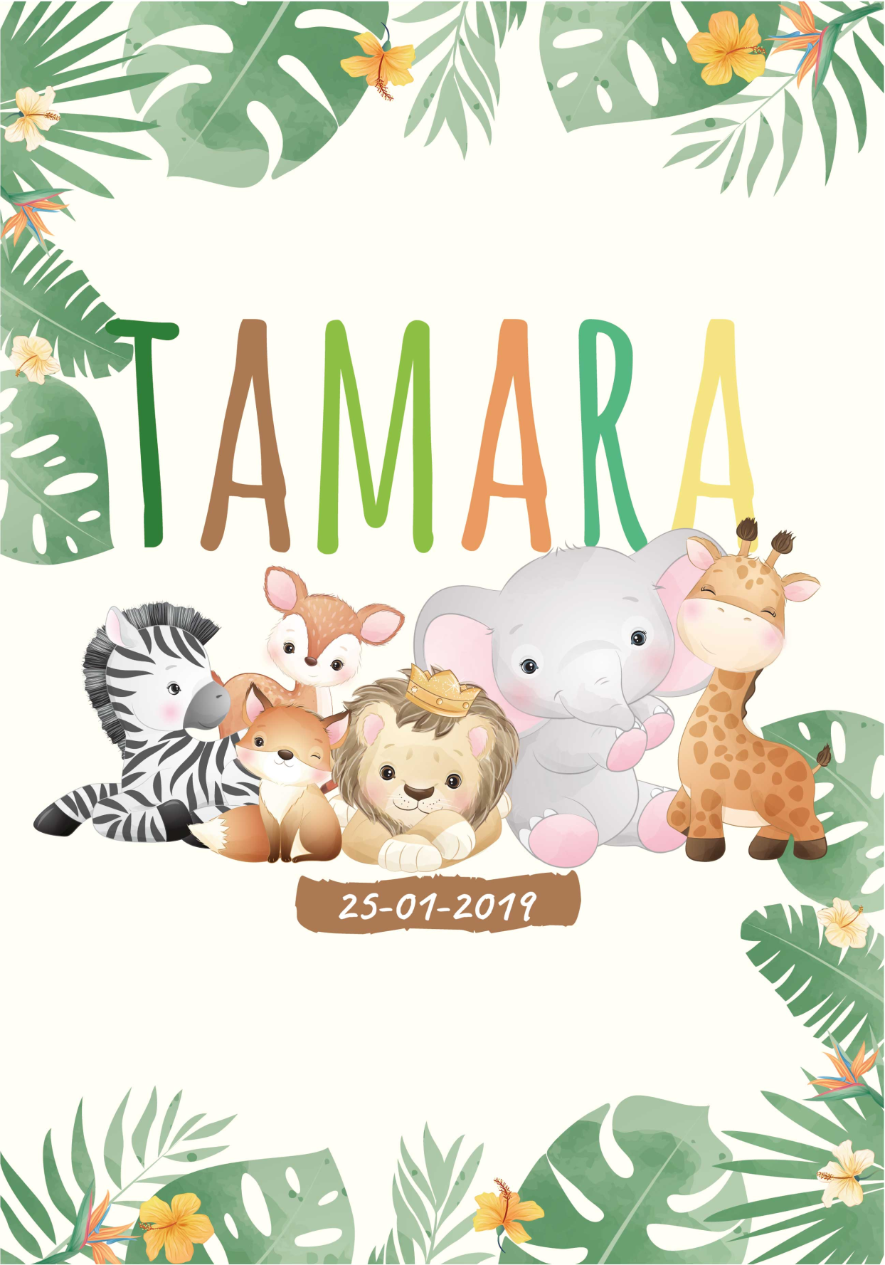 Jungle animals personalized nursery poster - TenStickers