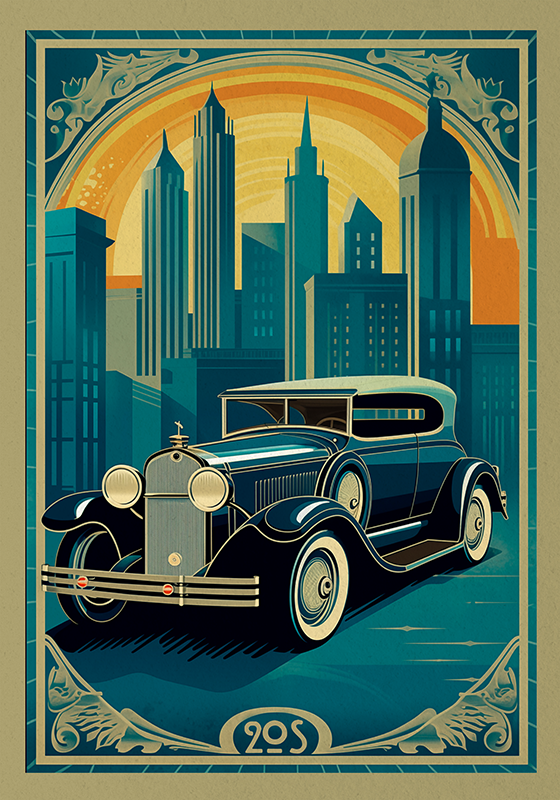 Art déco poster of a 20s car - TenStickers