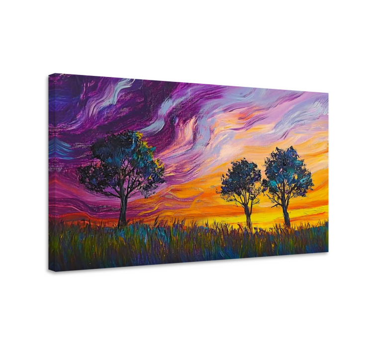 Colorful sky and trees  landscape canvas - TenStickers