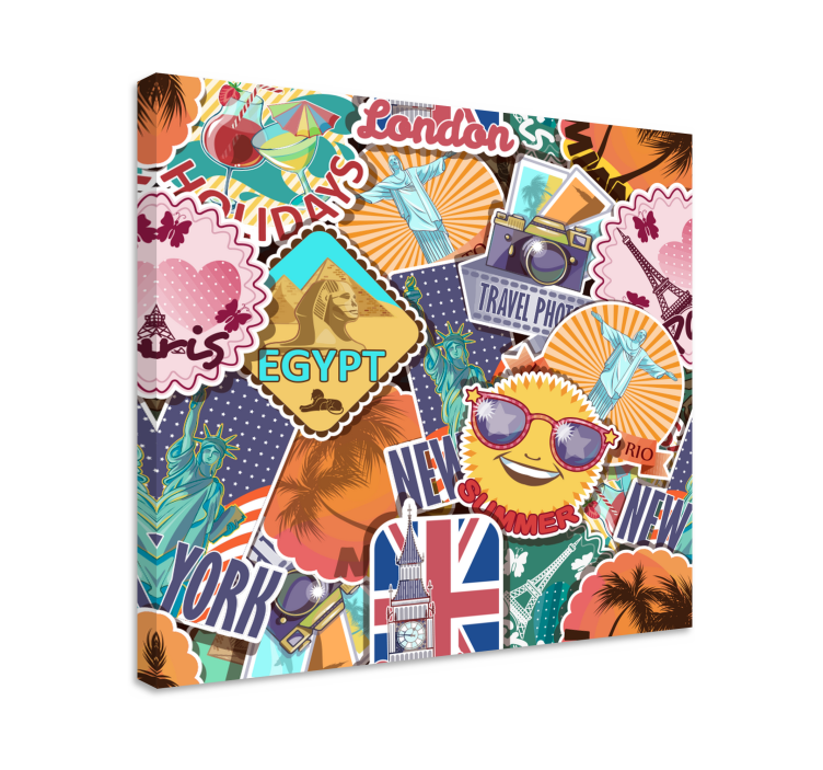 Global Travel Collage canvas print - TenStickers