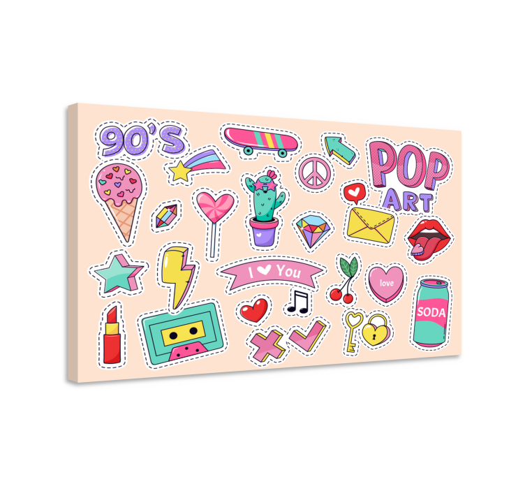 Retro Pop Stickers canvas print - TenStickers