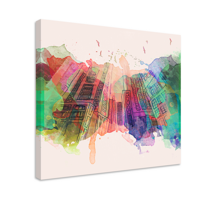 Cityscape wall art abstract urban skyline design - TenStickers