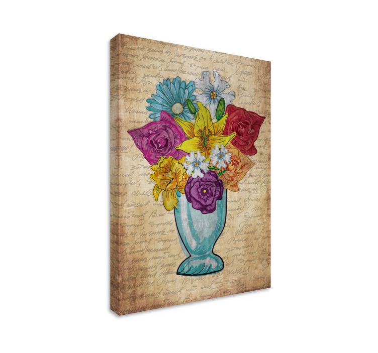 Flowers canvas vase of blooms - TenStickers