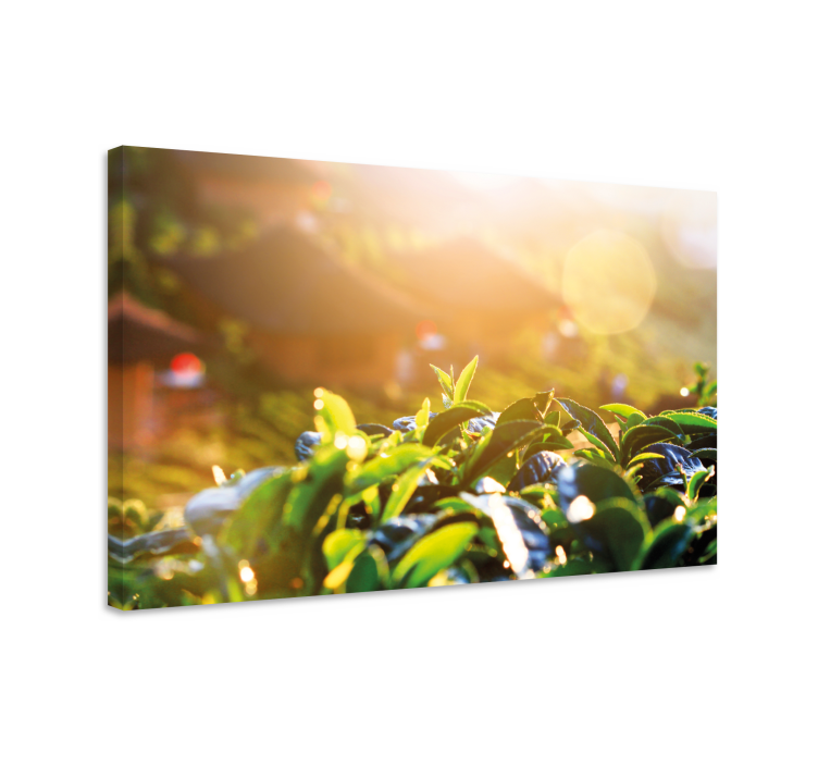 Flowers canvas morning tea leaves artwork - TenStickers