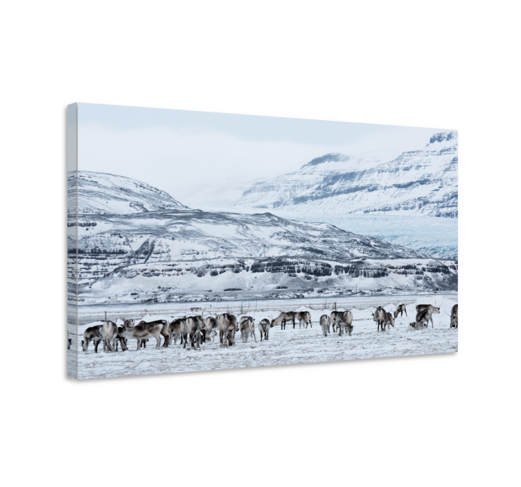 Dinosaur canvas wall art reindeer herding scene - TenStickers