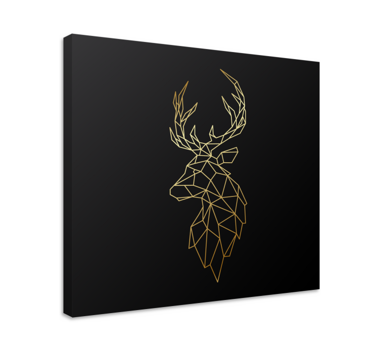 Golden origami deer Stag canvas - TenStickers