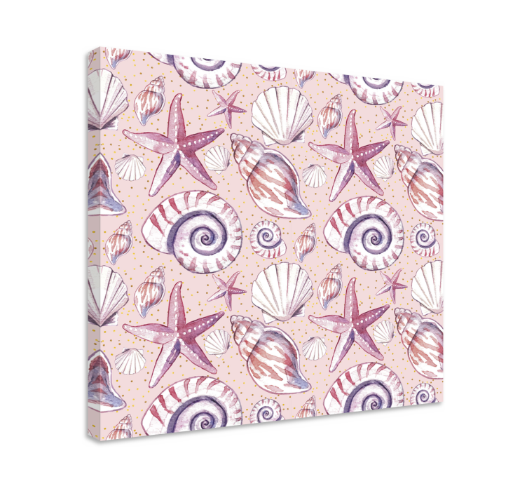 Nautical canvas art seashells and starfish - TenStickers
