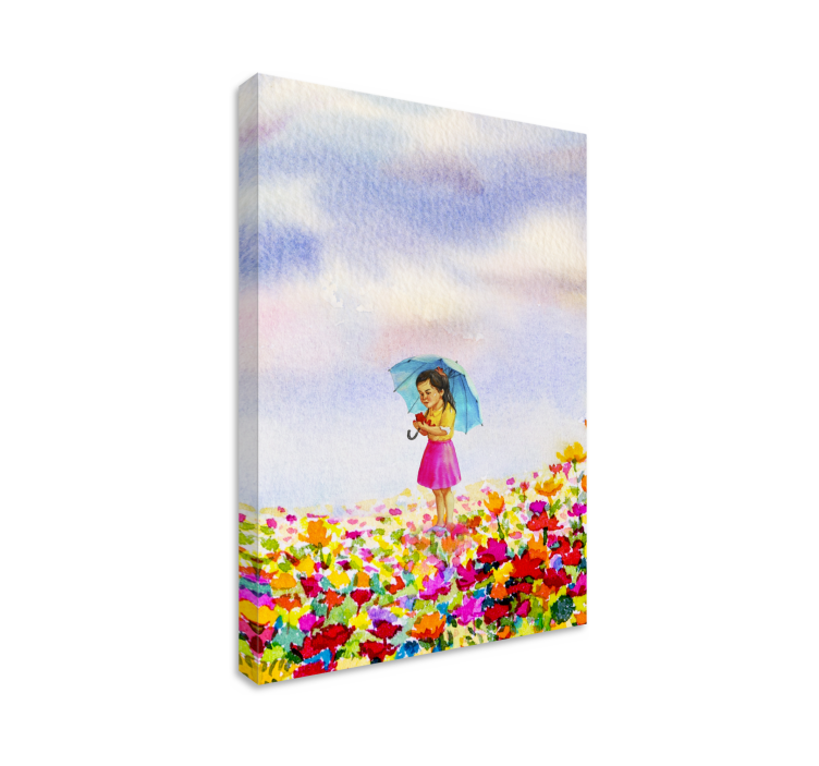 Nursery canvas girl with umbrella artwork - TenStickers