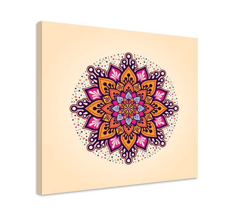 Rainbow beige mandala canvas wall art - TenStickers