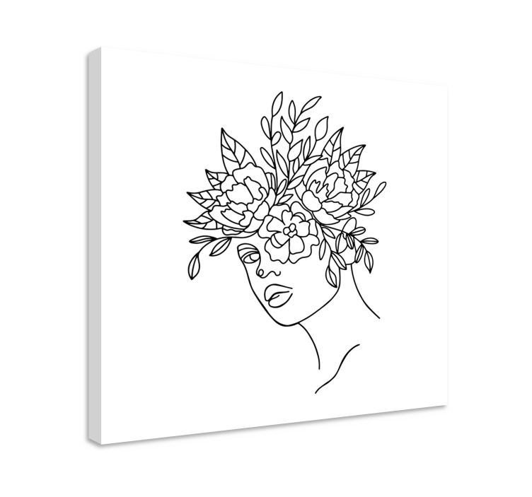 Flowers canvas floral face design - TenStickers