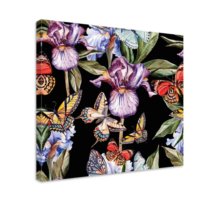 Flowers canvas butterflies and irises - TenStickers