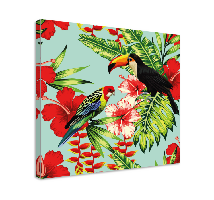 Animal canvas wall art tropical birds in bloom - TenStickers