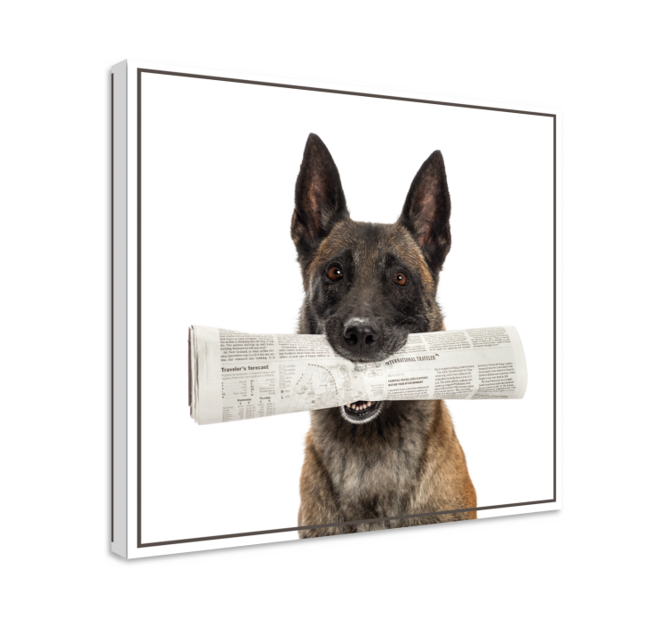 Dog wall art dog carrying newspaper artwork - TenStickers