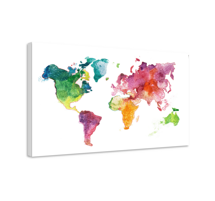 Vibrant Watercolor Map world map wall art - TenStickers