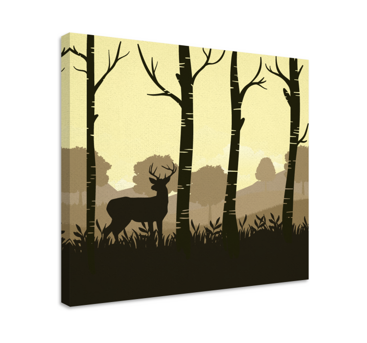 Stag canvas silhouette of a stag among trees - TenStickers