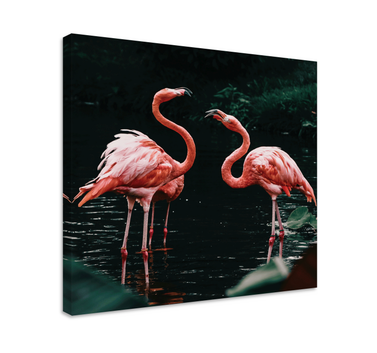 Bird canvas wall art flamingos at dusk - TenStickers