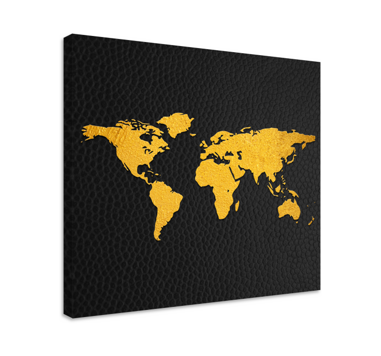 Golden  world map canvas print - TenStickers