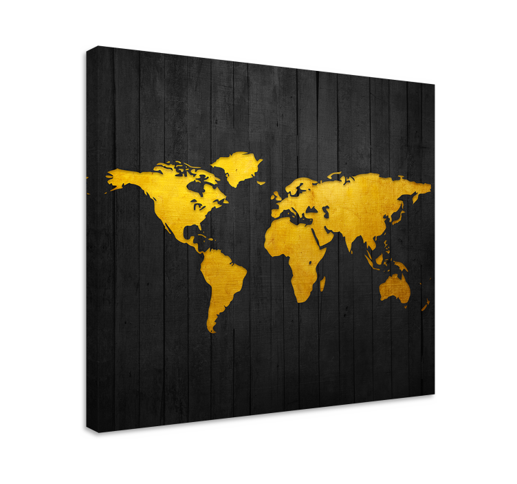 Dark golden  world map canvas - TenStickers