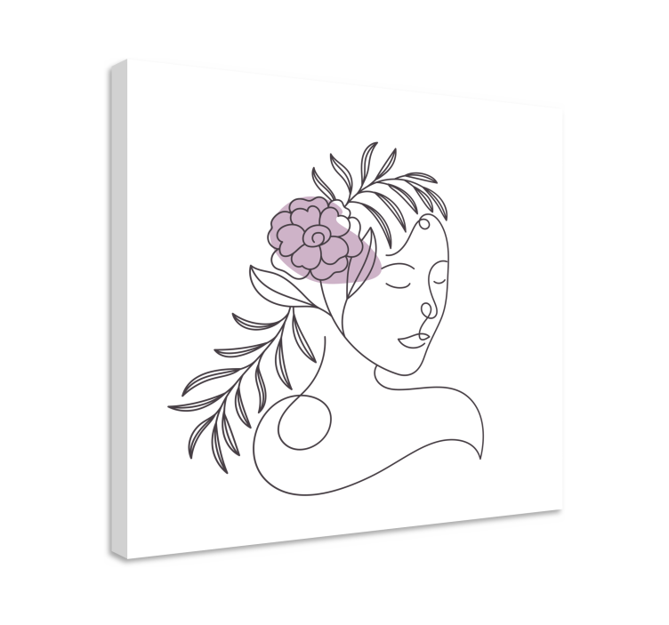 Flowers canvas line drawing face - TenStickers
