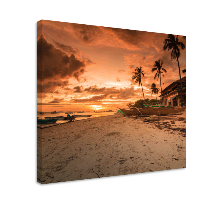 Serene Sunset Over Water landscape canvas - TenStickers
