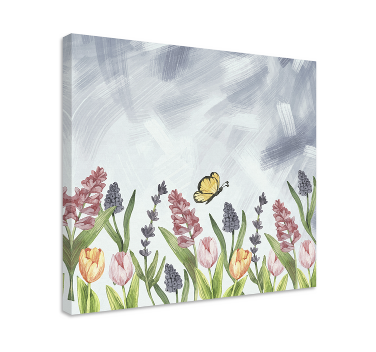Flowers canvas butterfly in a bloom - TenStickers