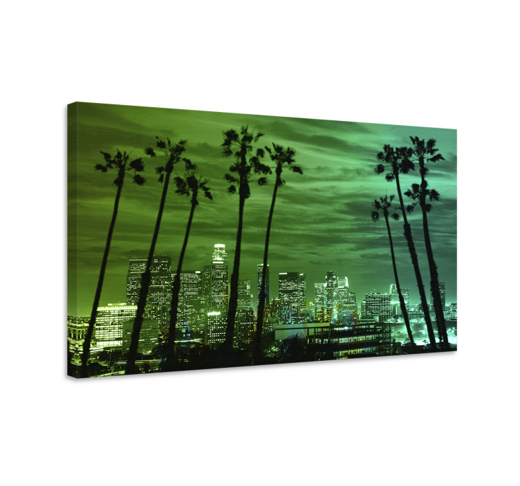 Cityscape wall art palm trees skyline - TenStickers