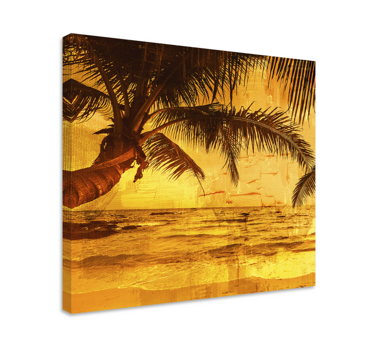 Landscape canvas sunset palm scene - TenStickers