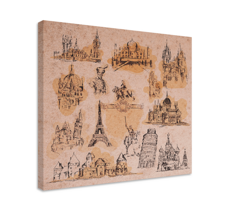 Cityscape wall art historic landmarks collection - TenStickers