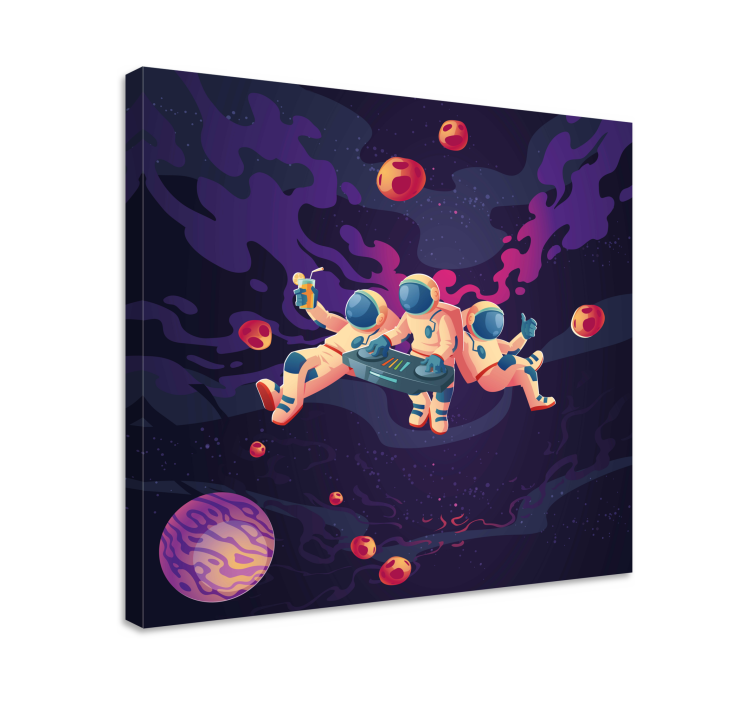 Framed gaming wall art astronauts playing together - TenStickers