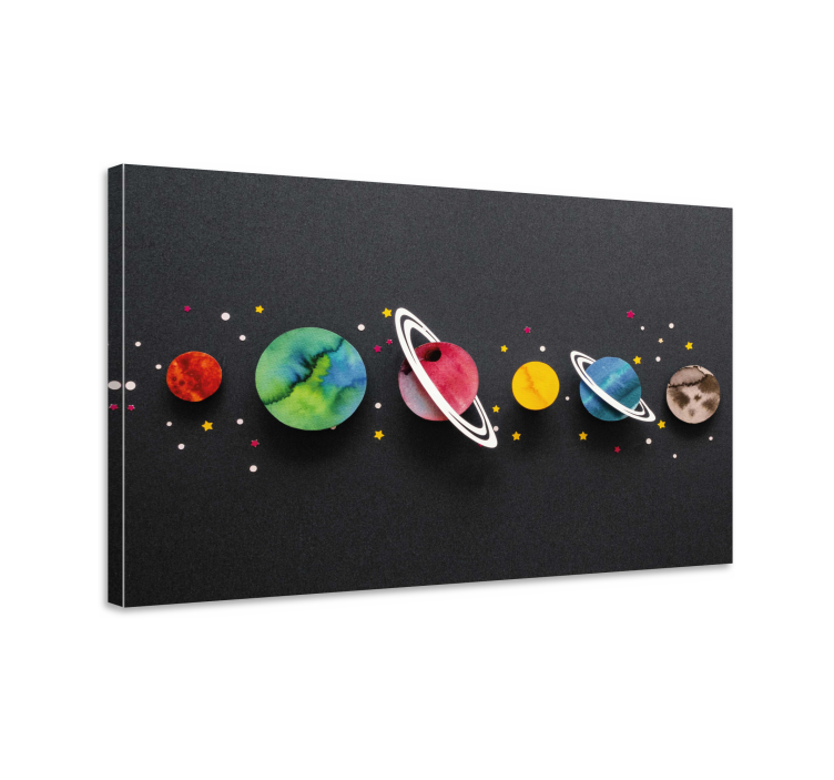 Dinosaur canvas wall art solar system design - TenStickers