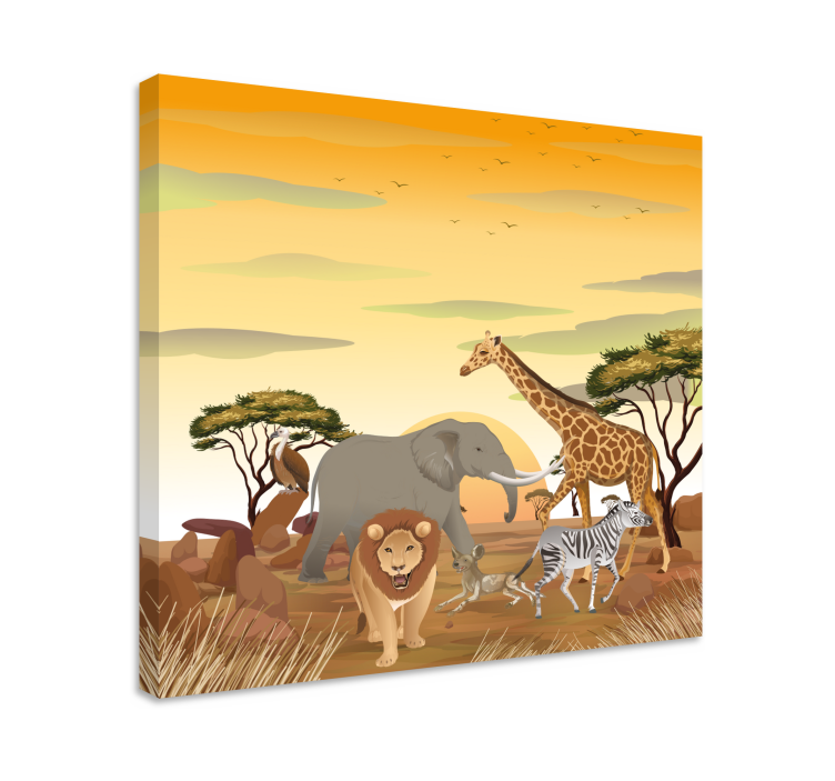 Elephant wallart savanna wildlife scene - TenStickers