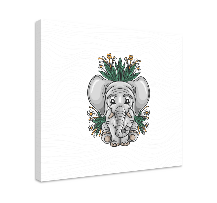 Drawing of a grey elephant canvas - TenStickers