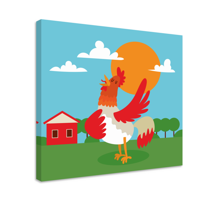 Animal canvas wall art rooster welcoming dawn - TenStickers