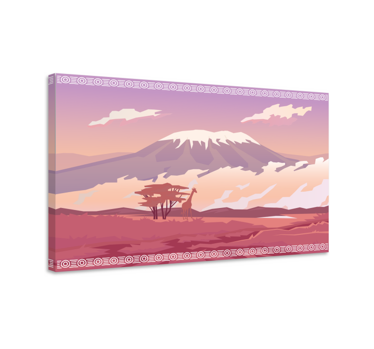 Landscape canvas giraffe mountain view - TenStickers
