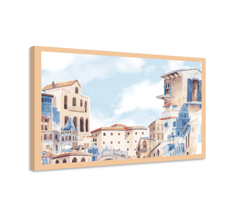 Cityscape wall art charming coastal village - TenStickers