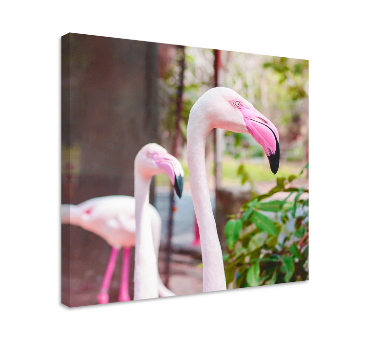 Bird canvas wall art elegant flamingos together - TenStickers