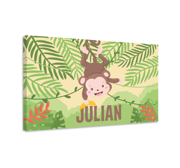 Dinosaur canvas wall art monkey swinging adventure - TenStickers