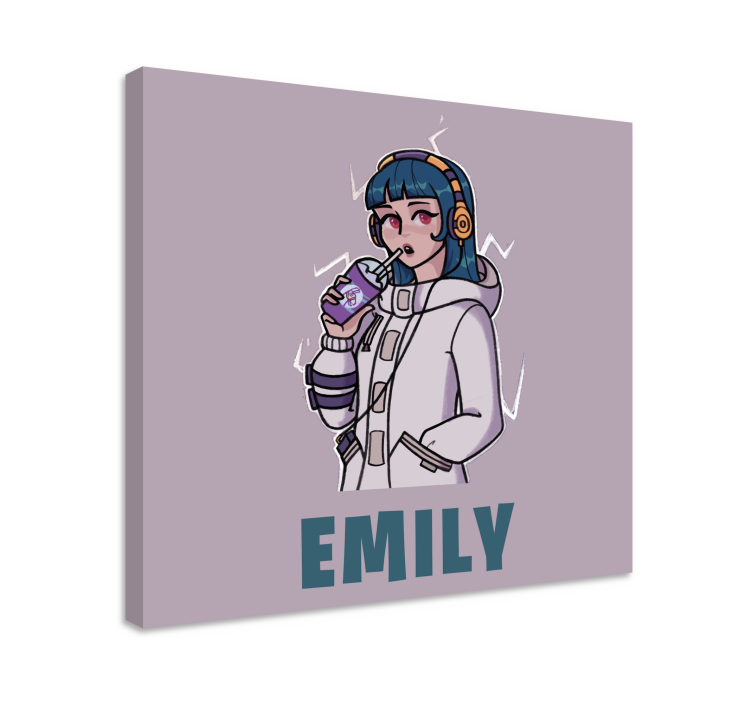 Girl With Headphones With Name people canvas - TenStickers