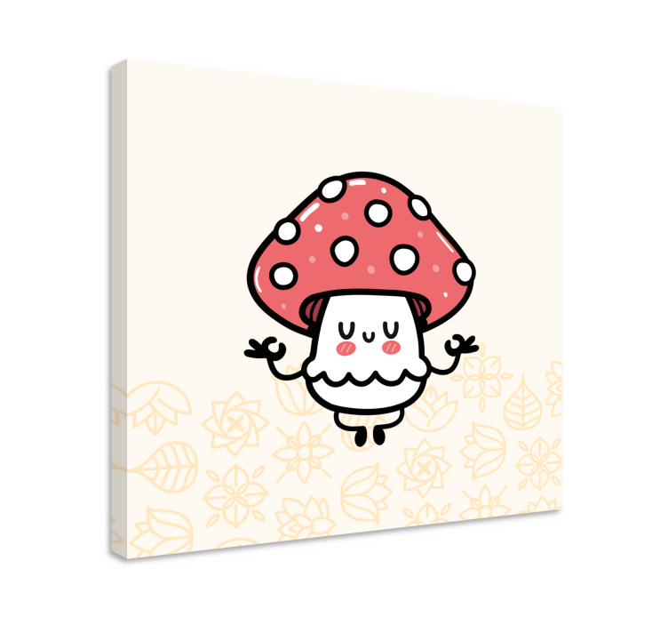 Dinosaur canvas wall art cute mushroom character - TenStickers