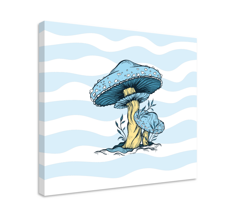 Blue mushroom illustration kitchen wall print - TenStickers
