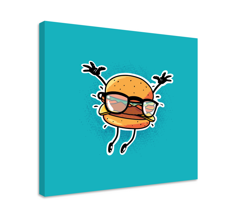 Quote canvas happy burger character - TenStickers