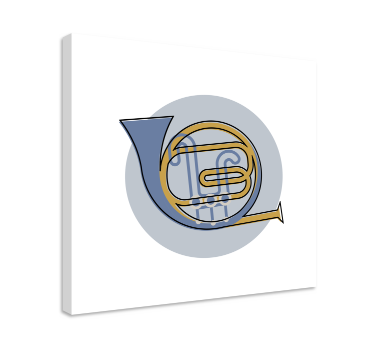 Music canvas art french horn silhouette - TenStickers