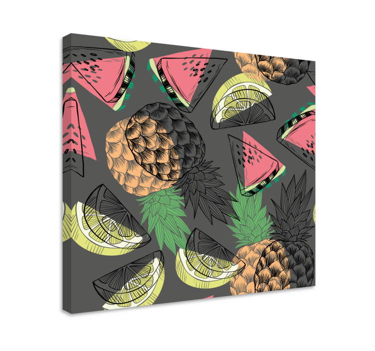 Fruit canvas wall art tropical pineapple design - TenStickers