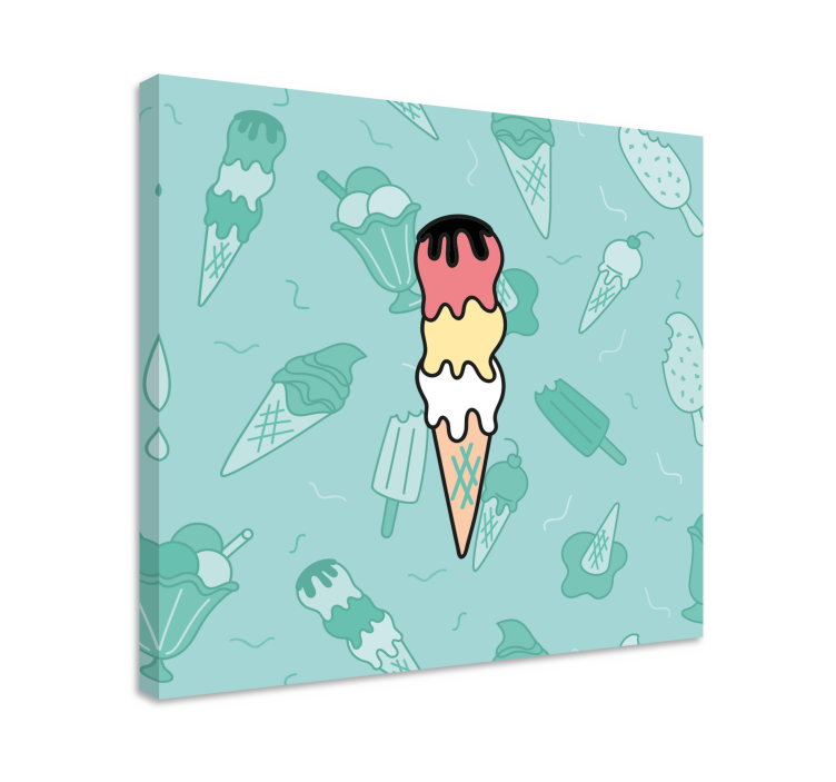 Rustic canvas wall art ice cream cone joy - TenStickers