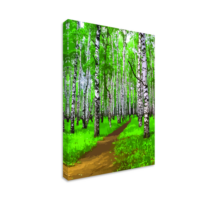 Birch trees forest with the sunlight canvas - TenStickers