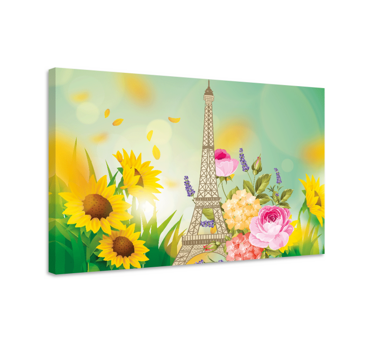 Flowers canvas eiffel tower bloom - TenStickers